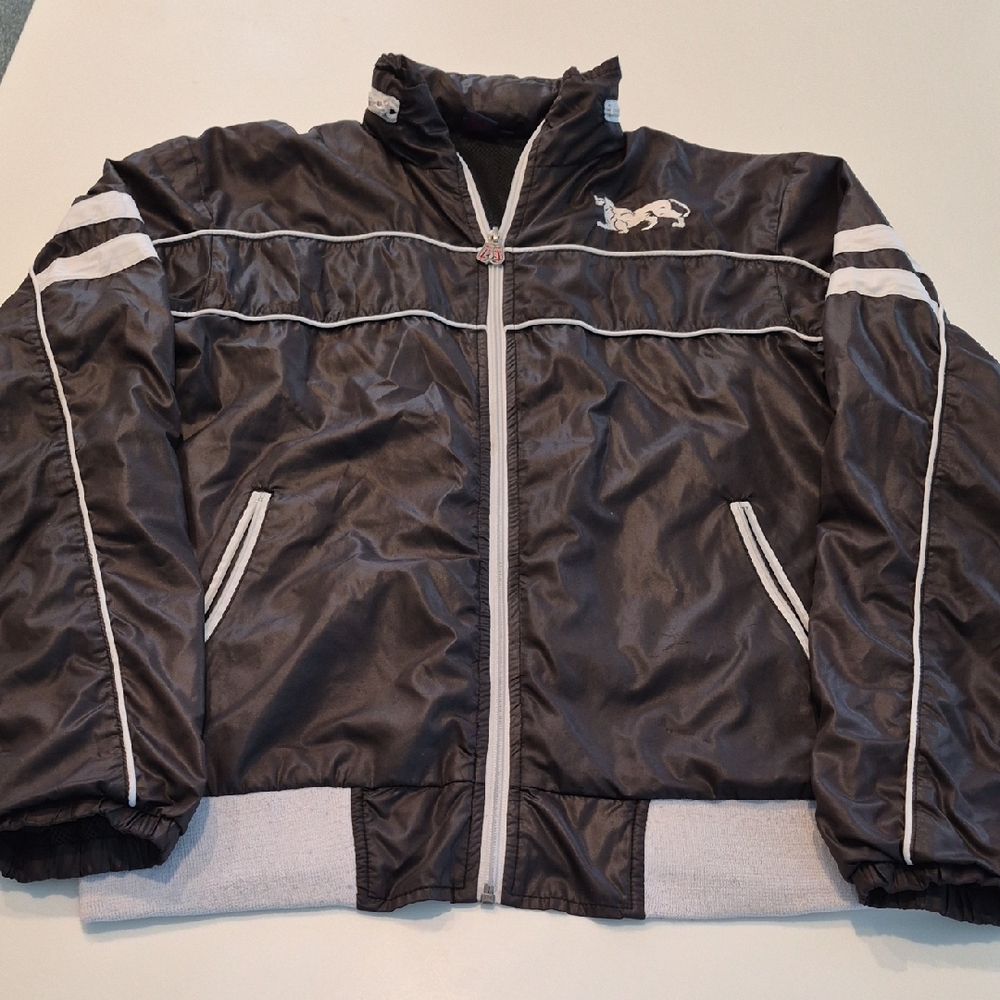 Men's Lonsdale Sz Med Black Jacket with Crested White Accents